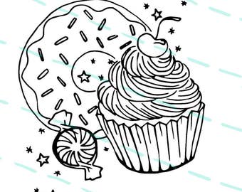 Donut coloring page | Etsy