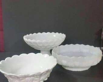 Large vintage milk glass bowls. Buyer's choice. 3 to choose from.