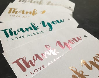 FOILED Personalised | Personalized Thank You Tags | Gift Tags | Hang Tags | Swing Tags | Metallic | Gold | Rose Gold | Silver | Pink | Teal