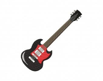 Rock guitar embroidery design