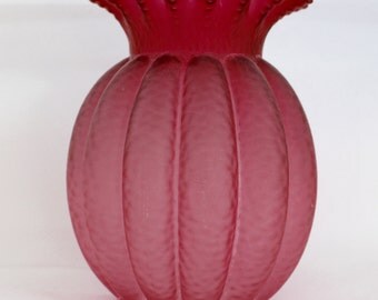 Antique Cranberry Glass Lamp Shade, Victorian Melon Shaped Shade, Absolutely Beautiful Vintage Glass Shade