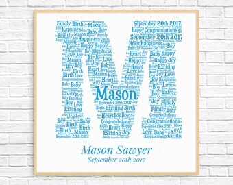PERSONALIZED BABY BOY Gift ~ Word Art ~ Printable Art ~ Unique New Baby gift ~ New Baby Boy ~ Baby Gifts ~ Digital Art Print