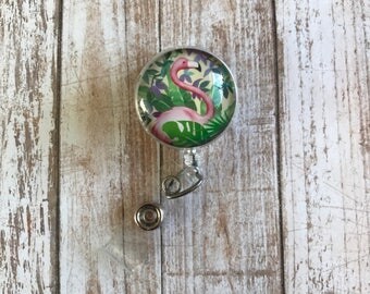 Flamingo Badge Reel | Summer Badge Reel | Pink Flamingo Badge Reel | ID Badge Holder | ID Badge Reel | Retractable ID Badge Reel