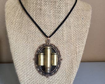 Bullet shell casing pendant with necklace