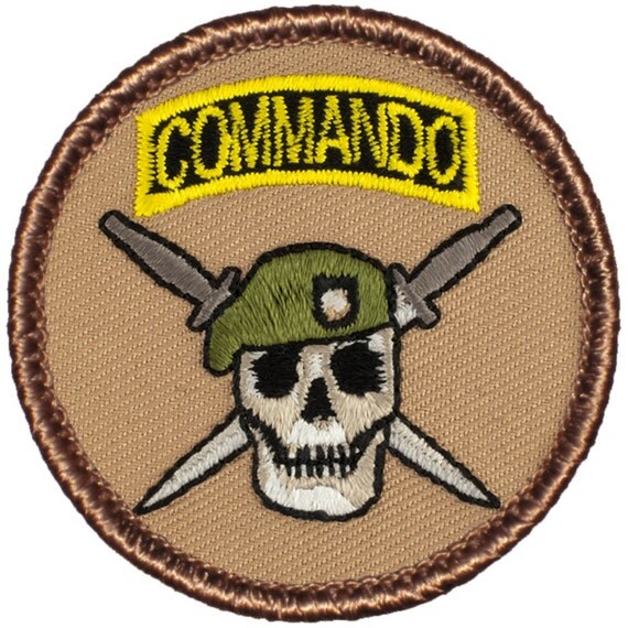 thumbnail interactive-video image 1 of Tan Commando Tab Patch – Embroidered, Hook Back, Fits VELCRO® Brand Loop 1 of 2