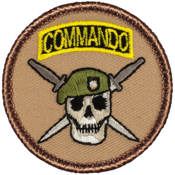 Tan Commando Tab Patch – Embroidered, Hook Back, Fits VELCRO® Brand Loop