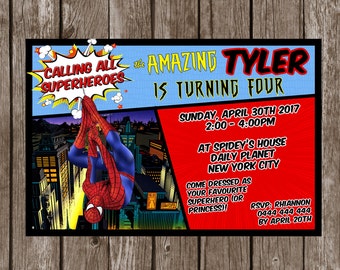 Spiderman invitation | Etsy