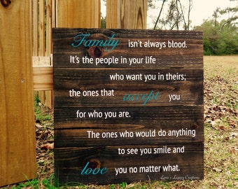 Family Isn't Always Blood Sign, Family Sign, Family Sign Wood, Family Sayings, Adoption Gifts, Adoption Sign, Family Sayings