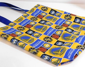 Golden State Warriors Reversible Reusable Grocery Project Craft Shopping Bag Tote