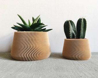 Minimalist Geometric Wood Planter for succulents or cacti / Made in France SAVANNE