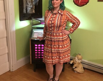 Vintage Donle Polyester 1960's Dress