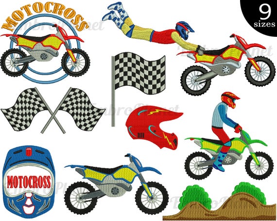 MotoCross Designs for Embroidery Machine Instant Download