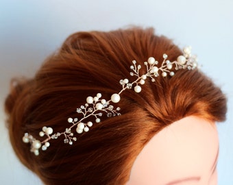 Wedding headband, Pearl Bridal headband, Pearl headband, Bridal headband, Bridal halo, Pearl hair vine, Bridal hair accessories