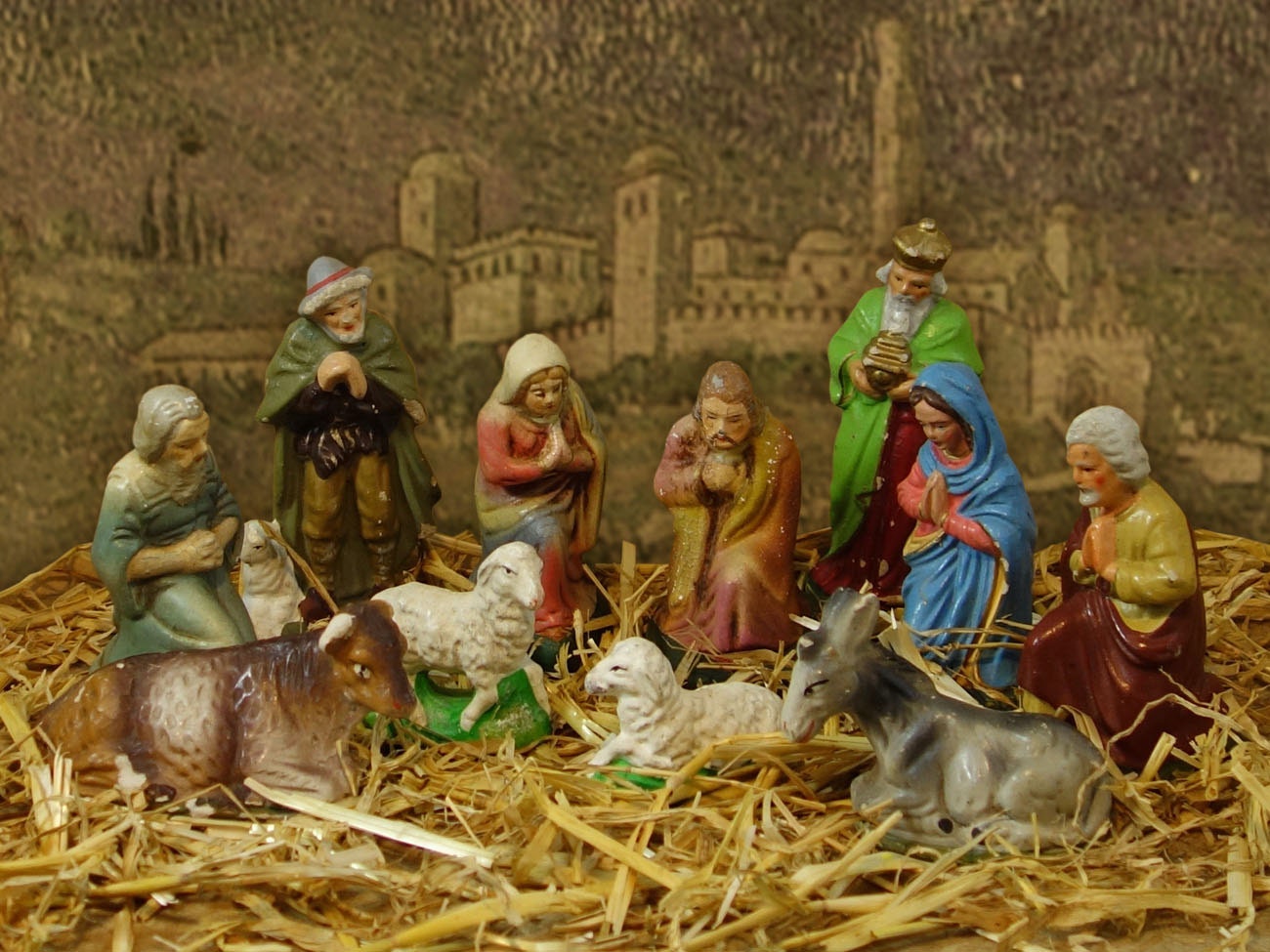 Antique germany nativity manger set - 28 images - reserved 