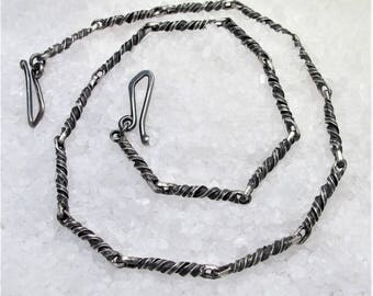 Burnished silver necklace for man
