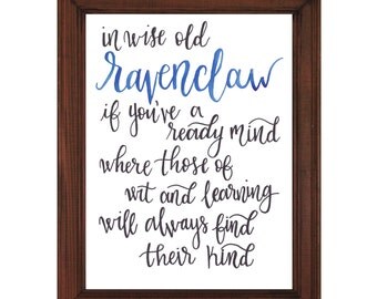 Ravenclaw House Art Printable | Sorting Hat Printable | Ravenclaw House Art | Hogwarts Typography | Harry Potter Printable
