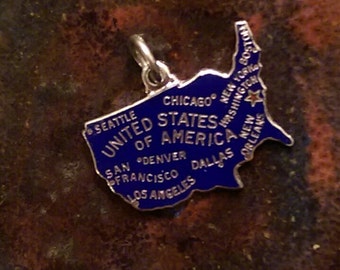 Virginia State Map Charm Pendant - 925 Sterling Silver, Patriotic Jewelry - View #3
