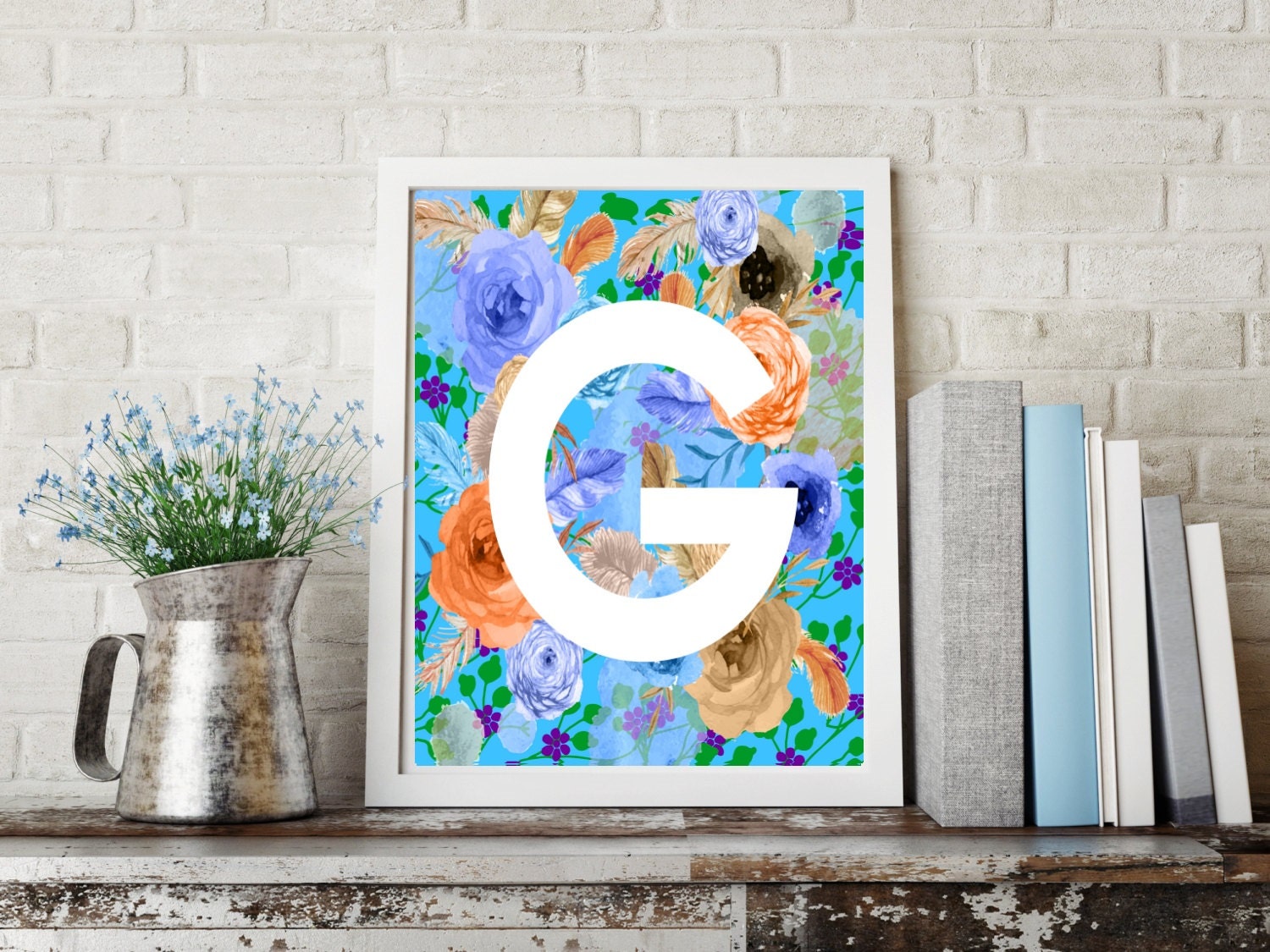 Letter G Monogram Art / Letter G Art Letter Wall Decor