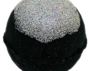 Black Bath Bomb 5.7 oz w/ Super Galactica Glitter scented w/ Little Black Dress