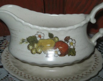 SALE! Vintage GRAVY BOAT=Vernon Ware Fruit Theme Gravy Boat=Fall Holiday Christmas Table Serving Dish=Gravy Boat Dish=Vintage Vernon Ware