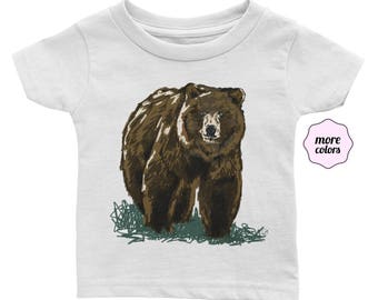 Grizzly Infant / Baby Short-Sleeve Shirt | Bear Baby Shirt | Bear Infant T-Shirt | Grizzly Shirt | Outdoorsy Tee | Woodland Animal Baby Tee