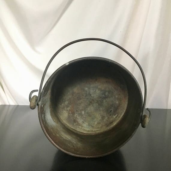 Primitive Brass Bucket w/ Handle Antique Brass Pail