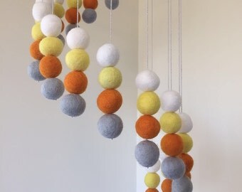 Crib Mobile - Baby Felt Mobile - Baby Cot Mobile - Felt Ball Mobile - Nursery Decor - Spiral Pattern