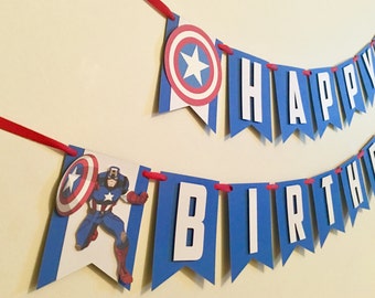 Captain America Birthday Banner/Avengers Birthday Banner/Avengers Birthday Party Decor/Captain America Party Decor/Super hero birthday party