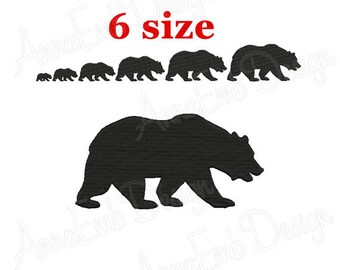 Bear Embroidery Design. Bear Silhouette Embroidery design. Bear Design. Mini Bear. Machine embroidery design. Animal embroidery.