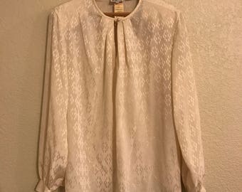 Vintage Anne Klein long sleeve Ivory Blouse