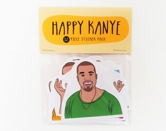 HAPPY KANYE 12 piece sticker set, Kanye West sticker pack, Kanye West sticker set, Kanye stickers, Yeezy, Yeezus, Kanye 2020, Boost 350
