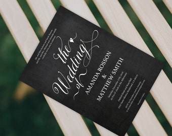 Chalkboard Wedding Invitation - Rustic Wedding Invitation - Wedding PDF Invitation - Editable Text - Downloadable Wedding #WDH0186