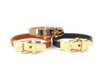 Faux Leather Buckle Bracelet