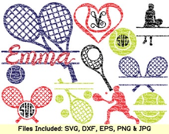 sports balls svg cut file Tennis racket tennis ball player lover monogram frame svg files for Cricut Silhouette svg cutting Dxf cut files