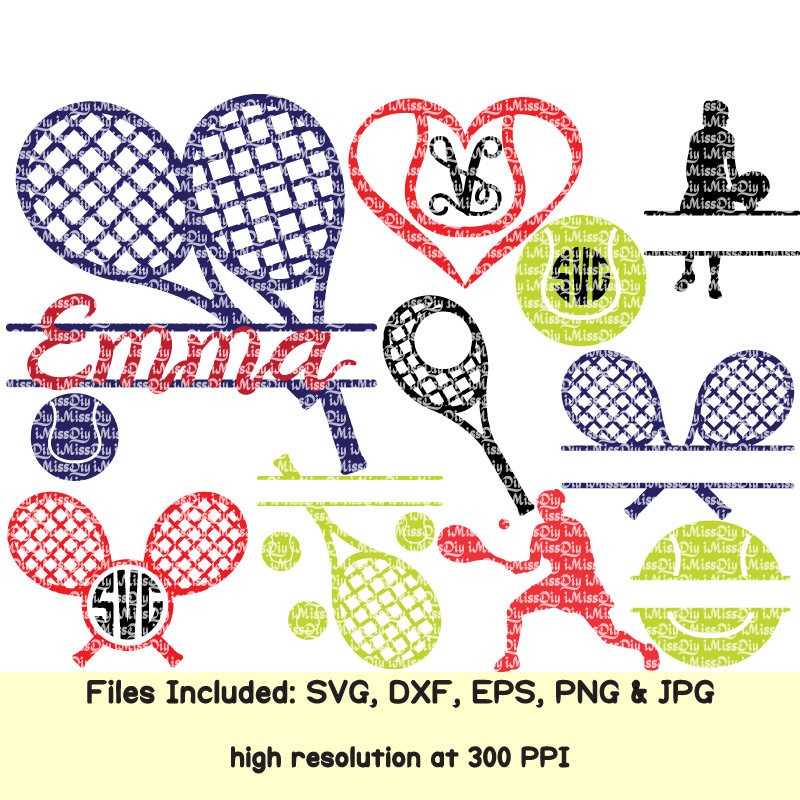 Download sports balls svg cut file Tennis racket tennis ball player