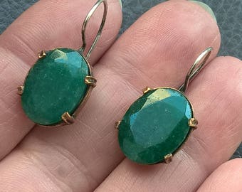 Vintage Sterling Silver Copper Natural Stone Earrings