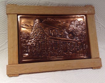 Quebec traditional art - pushed copper framework - A. Nadeau - Quebec House - Folk art copper frame / / made in Quebec