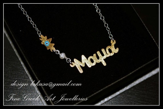 Necklace Silver 925 Gold Plated Chain “mama” word with Crown and Pearl