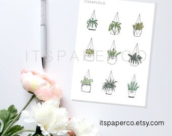 Hanging Baskets - Bullet Journal and Planner Stickers - 9 stickers