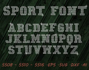 Rhinestone Sports Jersey Font - DXF Ai SVG EPS Digital Template - Vector Clipart - Cricut - Silhouette Studio - Cutting File Vector Files