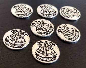 4 Harry Potter Charms Hogwarts Crest | Hogwarts Charm | Harry Potter School | Silver | Bulk Charms | Ready to Ship from USA | AS406-4