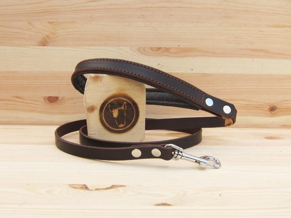 Brown Leather Dog Leash - Comfort Grip Leash - Italian Handcrafted Strong Dog Lead - Classic 4 Foot Dog Leash - Dog Gift - YupCollars