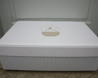 Baptism/Christening Box Carriage/Baptism Fabric Keepsake Box/Christening Box/Linen Fabric Storage Box/Boat Fabric Box