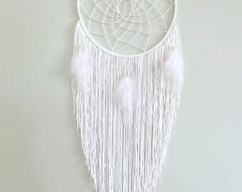 Large White Dreamcatcher, Boho Dreamcatcher, Boho Home Decor, Bohemian, Gypsy Decor, Modern Wall Hangings, Modern Wall hanging