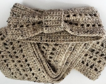 Headband and Scarf in Oatmeal Combo