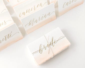 Wedding Place Cards - watercolor place cards, calligraphy place cards, hand lettered place cards, stationery, modern calligraphy, watercolor