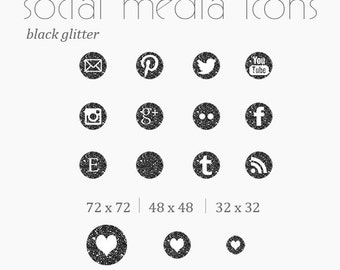 Black social icons | Etsy