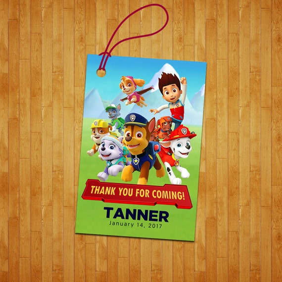 PAW Patrol thank you tag PAW Patrol gift tag PAW Patrol
