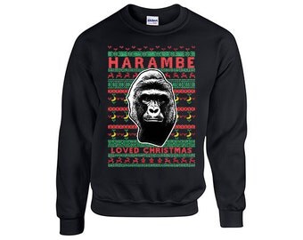 HARAMBE Loved Christmas **EXPEDiTED SHIPPING** RIP Harambe Ugly Christmas Sweater, Xmas Sweaters, Christmas Party, Christmas Sweatshirt
