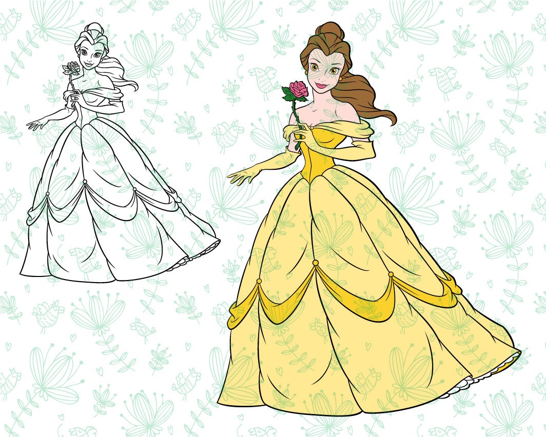Download Disney princess Belle beauty and the beast SVG cutting ESP